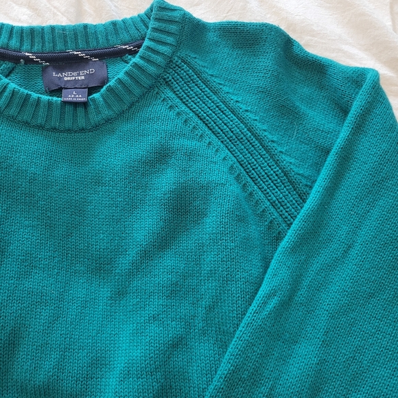 Lands' End Drifter Pullover Sweater Teal Men's Large - Picture 4 of 7
